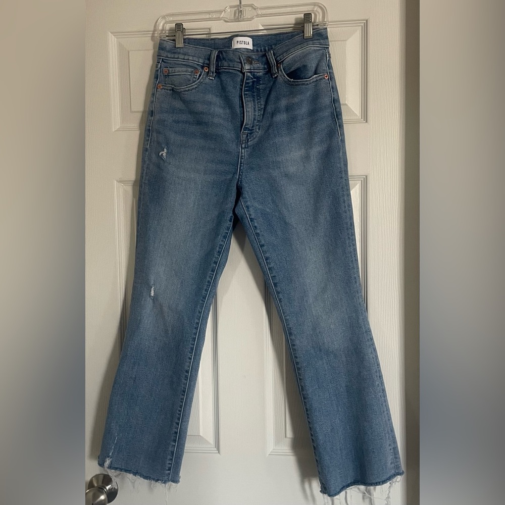 Pistola Lennon cropped raw hem denim